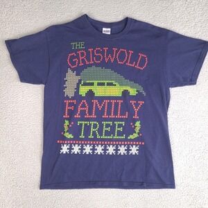National Lampoon's Christmas Griswold Family Tree T-Shirt Mens‎ Large Blue